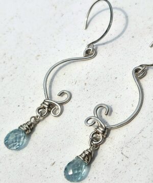 Handmade sterling silver aquamarine earrings inspired by nature
