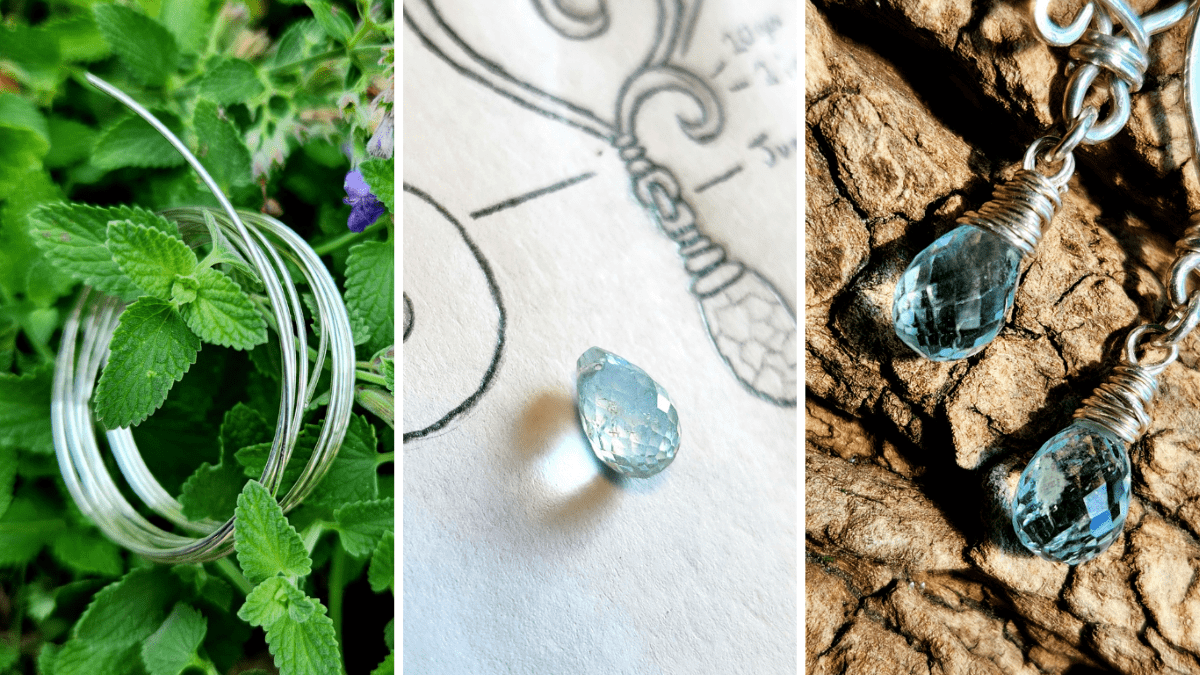 Spring Rain Jewelry Collection with sterling silver wire and natural aquamarine gemstones
