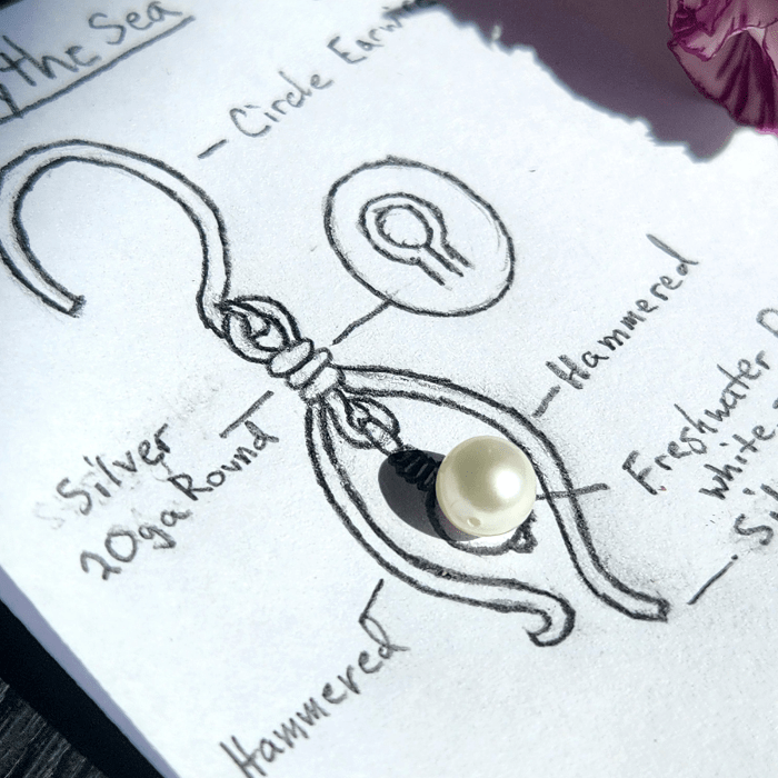 Cradled by the Sea coastal-inspired jewelry design sketch