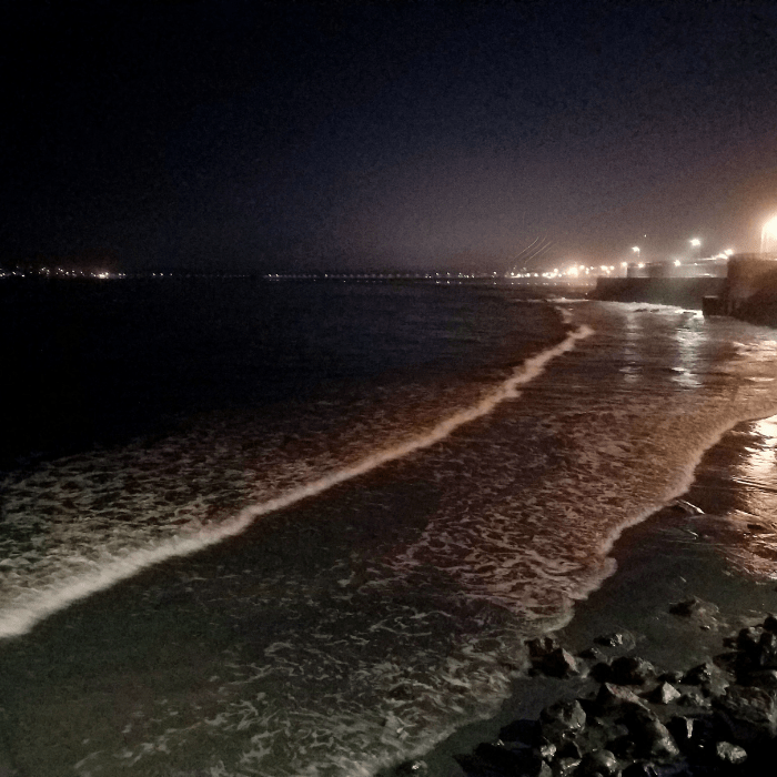 Night sky inspired jewelry inspiration: beach scene with moonlight on water