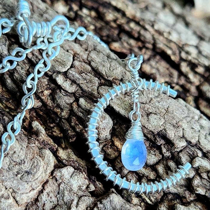 Handmade moonstone jewelry pendant in sterling silver inspired by nature