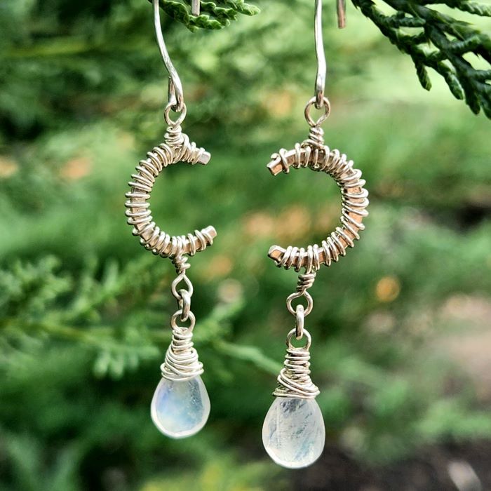 Sterling silver crescent moon jewelry earrings inspired by nature