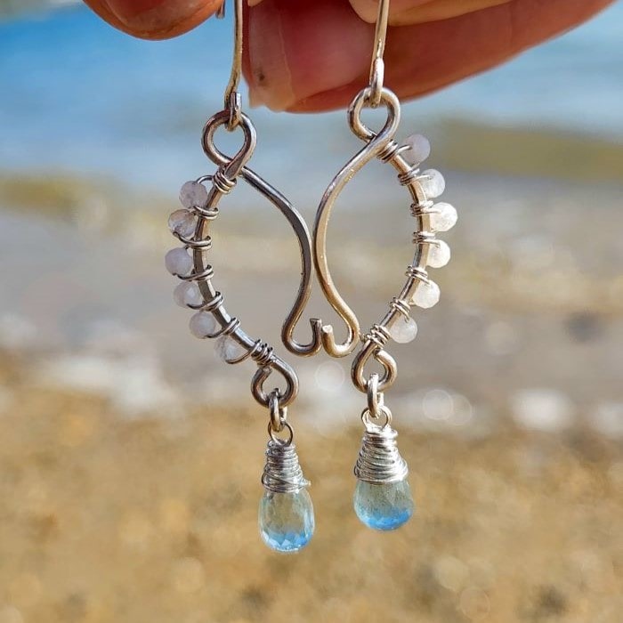 Handmade coastal-inspired gemstone jewelry at the beach