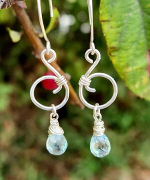 Handmade dangle earrings with aquamarine gemstones inspired by nature