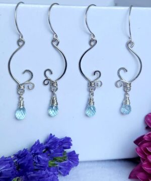 Handmade spring-inspired aquamarine earrings in sterling silver