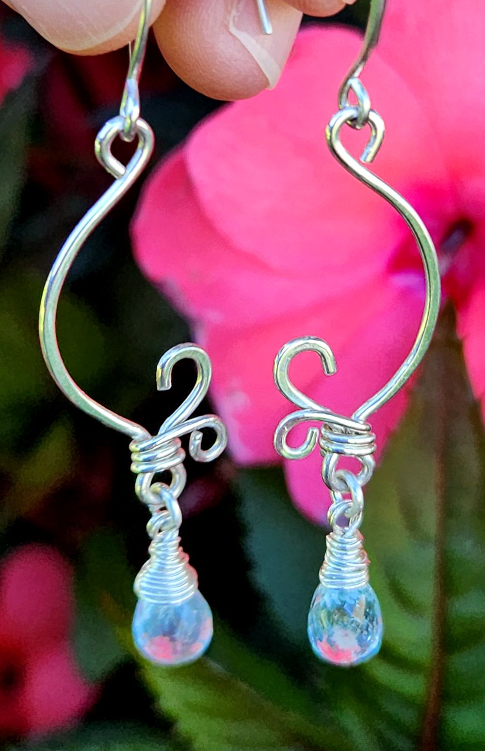 Nature inspired sterling silver aquamarine earrings in spring