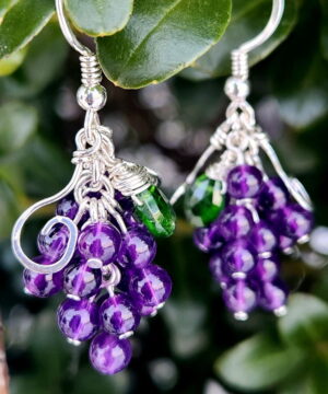 Handmade sterling silver amethyst earring gift for grape lovers