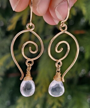 14k gold-filled rose quartz earrings inspired by love