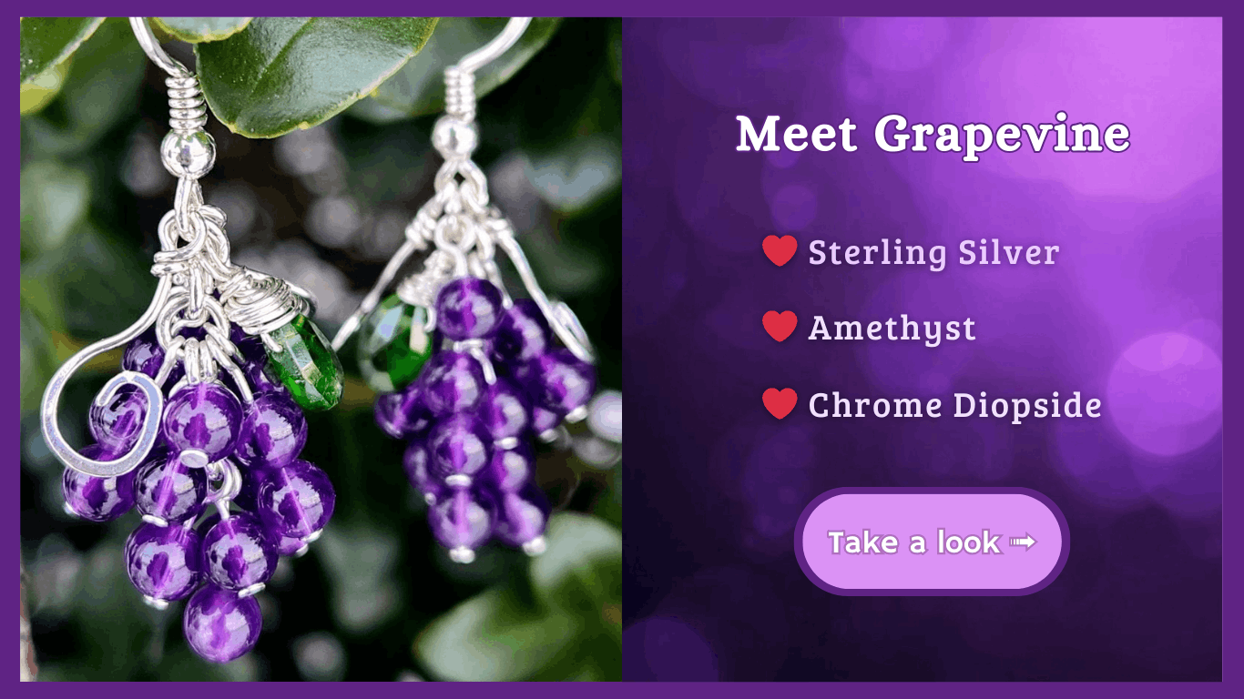 Grapevine handmade wire-wrapped earrings in sterling silver inspired by nature