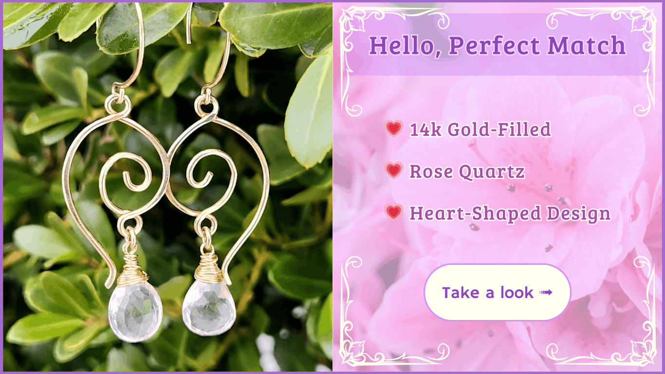 Perfect Match 14k gold-filled rose quartz heart earrings banner