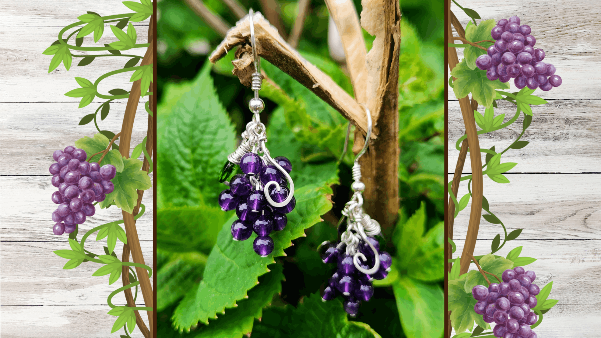 Grapevine - handmade sterling silver grape earrings inspired by nature